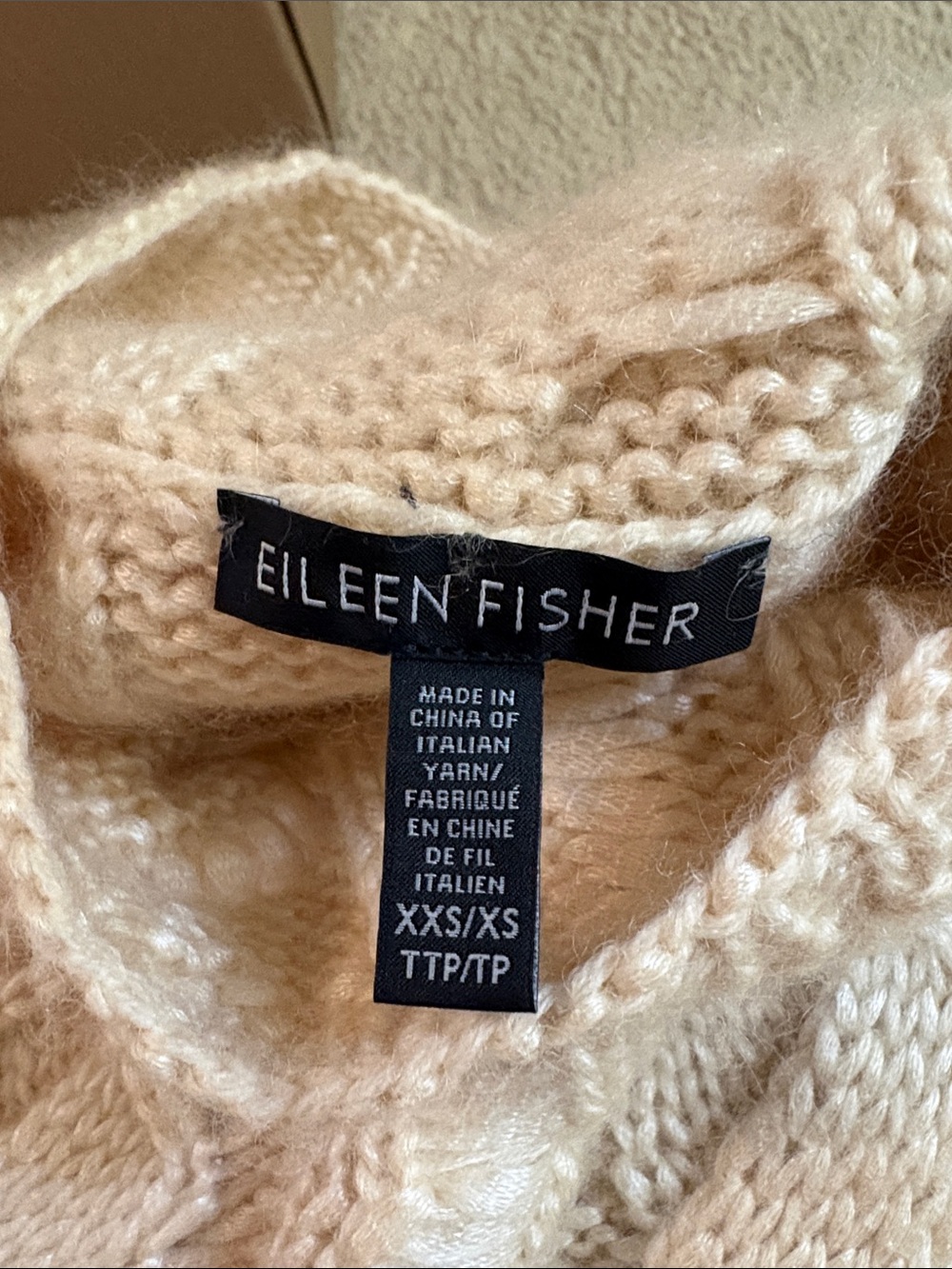 Eileen Fisher Silk Mohair Cashmere Knit Turtleneck Sleeveless Sweater Size XS - Picture 6 of 6